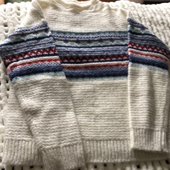 St. John’s Bay Fair Isle,soft pullover sweater. Oversized small. Cream. NWOT. - Picture 2 of 6